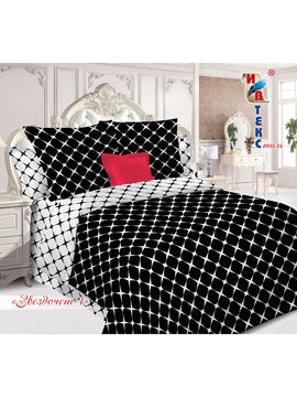 Комплект постельного белья, 2-спальный ИВТЕКстиль, цвет черный, белый