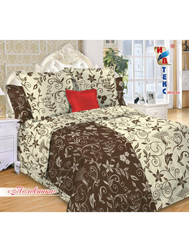 Комплект постельного белья, 2-спальный ИВТЕКстиль, цвет бежевый, коричневый