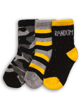 Носки, 3 пары Minoti для мальчика, цвет черный, серый, желтый