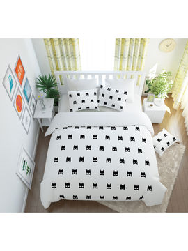 Комплект постельного белья односторонний, 2-спальный Сирень, цвет белый, черный