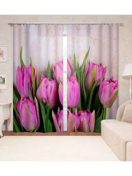 Фотошторы "Розовые тюльпаны", 145*260 см, 2 шт. Сирень, цвет мультиколор