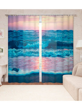 Фотошторы "Закат у моря", 145*260 см, 2 шт. Сирень, цвет мультиколор