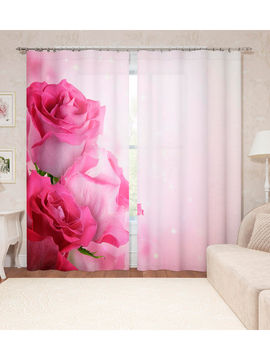 Фотошторы "Блеск роз", 145*260 см, 2 шт. Сирень, цвет мультиколор