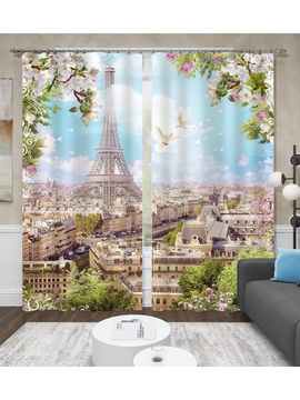 Фотошторы "Парижское небо", 145*260 см, 2 шт. Сирень, цвет мультиколор