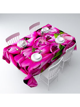 Скатерть "Розовые тюльпаны", 145*120 см Сирень, цвет мультиколор