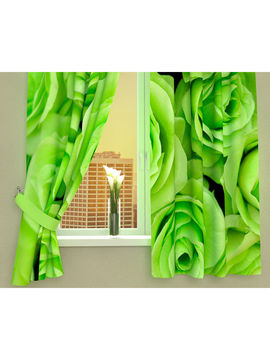 Фотошторы "Зеленые розы", 145*160 см, 2 шт Сирень, цвет зеленый