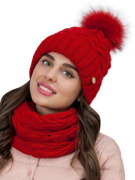Комплект: шапка, снуд LANDRE, цвет красный