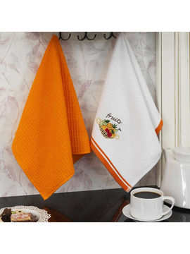 Полотенце кухонное, 40*60 см, 2 шт Maxstyle, цвет кремовый, оранжевый