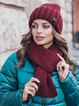 Комплект: шапка, шарф Dressa, цвет бордовый