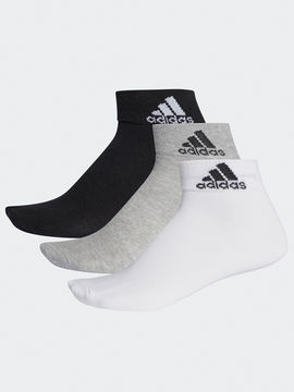 Носки, 3 пары Adidas, цвет черный, серый, белый
