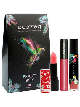 Подарочный набор: блески для губ Sexy lips, Жидкий бриллиант, Отражение, POETEQ, цвет розово-коралловый, розовый фламинго, розовое дерево