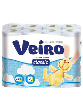 Туалетная бумага "Linia Veiro Classic" 2х-слойная, 24 шт. Мультидом, цвет белый