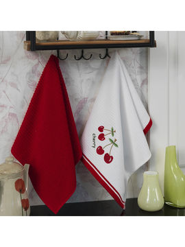 Полотенце кухонное, 40*60 см, 2 шт Maxstyle, цвет кремовый, красный