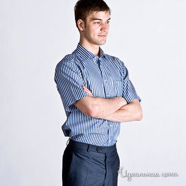 Сорочка Roberto Bruno  с коротким рукавом, голубая в полоску