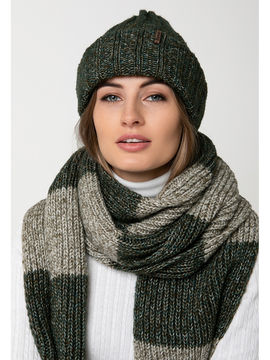 Комплект: шапка, шарф Sewel, цвет темно-зеленый
