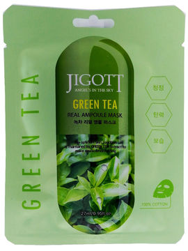 Тканевая маска ампульная с экстрактом зеленого чая Green Tea Real Ampoule Mask, 27 мл, JIGOTT
