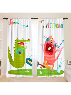 Фотошторы для детской "Я не вегетарианец", 145*260, 2 шт. Сирень, цвет мультиколор