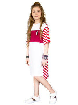 Платье iRMi для девочки, цвет красный, белый