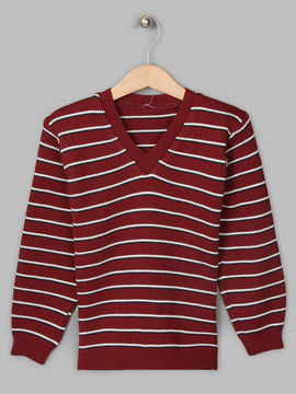 Пуловер Trikoland для мальчика, цвет бордовый с сине-белой полоской