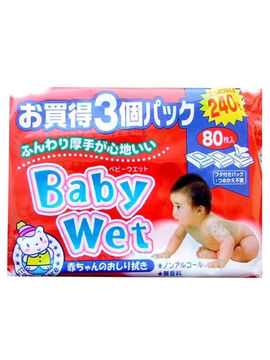 Влажные салфетки для ухода за нежной кожей тела малышей с экстрактом алоэ вера, 3х80 шт, Showa Shiko