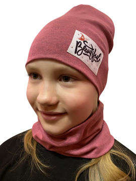 Комплект: шапка, снуд Kids Style, цвет розовый