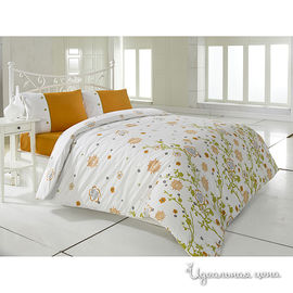 Комплект постельного белья Issimo "SUNNY", цвет оранжево-белый, евро