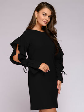 Платье черное с оригинальными рукавами