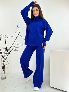 Трикотажный костюм с брюками, цвет синий