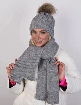 Шапка зимняя+ шарф ,цвет серый