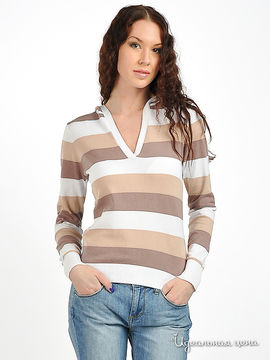 Пуловер Pezzo женский, цвет какао / бежевый / белый