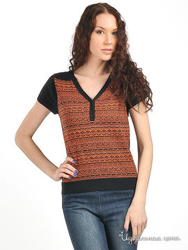 Пуловер Pezzo женский, цвет черный / серый / оранжевый