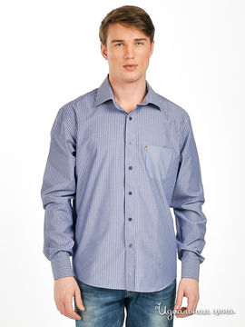 Рубашка Мультибренд мужская, цвет синий / принт полоска