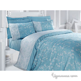 Комплект постельного белья Issimo "BLUE FLY", цвет голубой / белый, евро