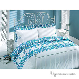 Комплект постельного белья Issimo "DEEP SEA", цвет белый / голубой, семейный