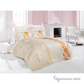 Комплект постельного белья Issimo "LILYUM", цвет кремовый / оранжевый, евро