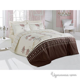 Комплект постельного белья Issimo "RHYTM", цвет кремовый / коричневый, 1,5 спальный