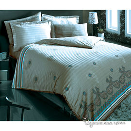 Комплект постельного белья Issimo "SAHRA", цвет серый / бирюзовый / коричневый, семейный