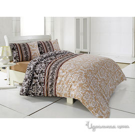 Комплект постельного белья Issimo "CAREN", цвет бежевый / коричневый, 1,5 спальный