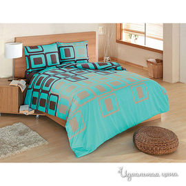 Комплект постельного белья Issimo "DENIZ", цвет коричневый / голубой, семейный