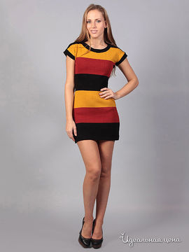 Платье Dress mix женское, цвет черный / бордовый / желтый