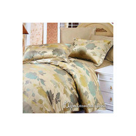 Комплект постельного белья Letto&LeVelle, цвет золотой / зеленый, евро