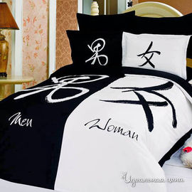 Комплект постельного белья Letto&LeVelle, цвет черный / белый, евро