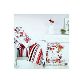 Комплект постельного белья Letto&LeVelle, цвет белый / красный, семейный