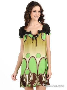 Платье Мультибренд женское, цвет зеленый / коричневый