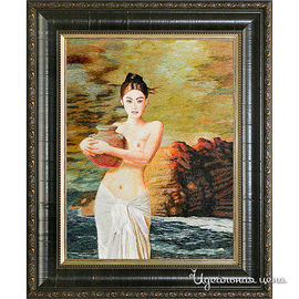 Картина Живой шёлк "Девушка у моря", 57х70 см