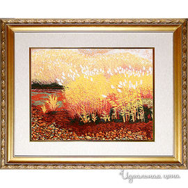 Картина Живой шёлк "Золотое поле", 45х55 см