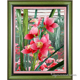 Картина Живой шёлк "Орхидея"Диана"", 45х55 см