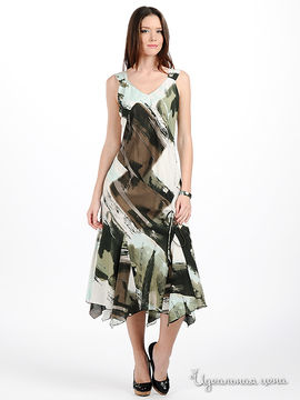 Платье Pezzo женское, цвет коричневый / зеленый / белый