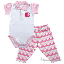 Комплект Hudson baby "ЯБЛОКО" для девочки, цвет белый / розовый