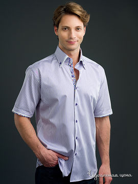 Рубашка Jess France мужская, цвет белый / лиловый / принт полоска